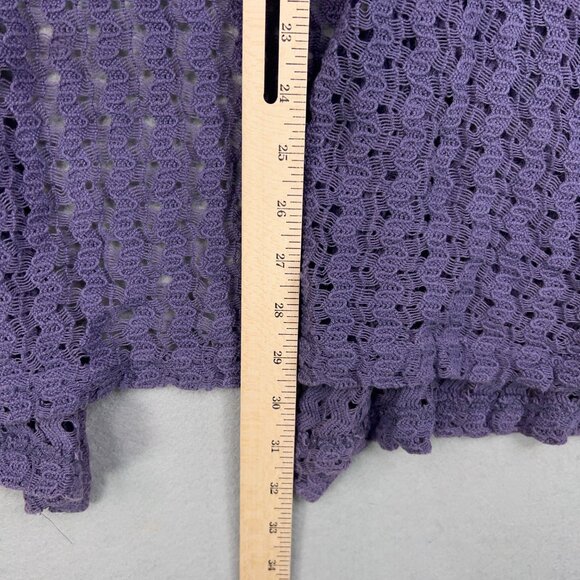 La Belle Cardigan Women M Purple Lace Crochet Open Flowy Drapey Coastal Cottage - Picture 9 of 12